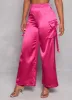 Satin Wide Leg Cargo Pocket Pants sold by Rainbow