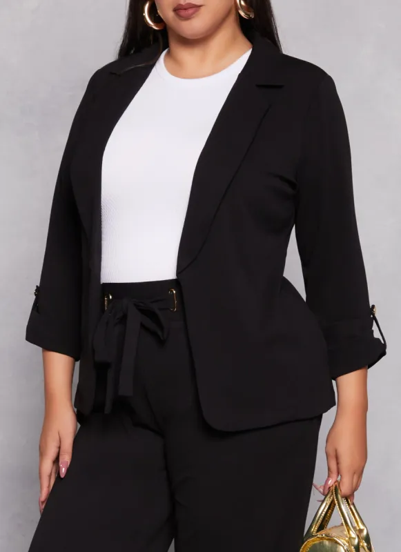 Plus Size Crepe Knit Fixed Cuff Blazer sold by Rainbow