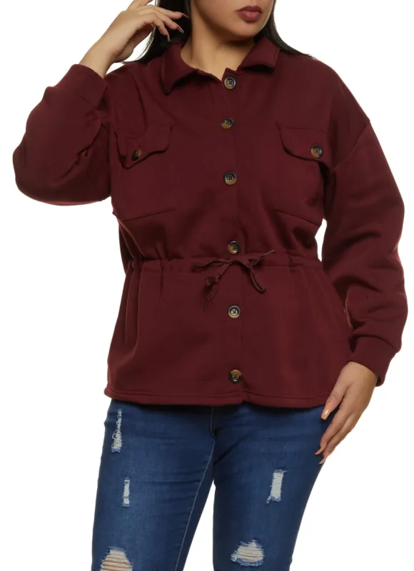 Plus Size Cinched Waist Button Front Jacket sold by Rainbow