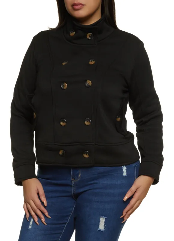 Plus Size Double Breasted Peacoat Jacket sold by Rainbow