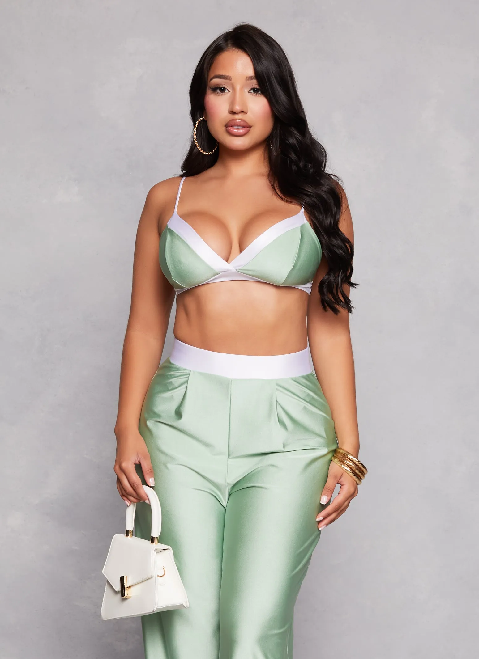 Contrast Trim Plunge Bralette sold by Rainbow