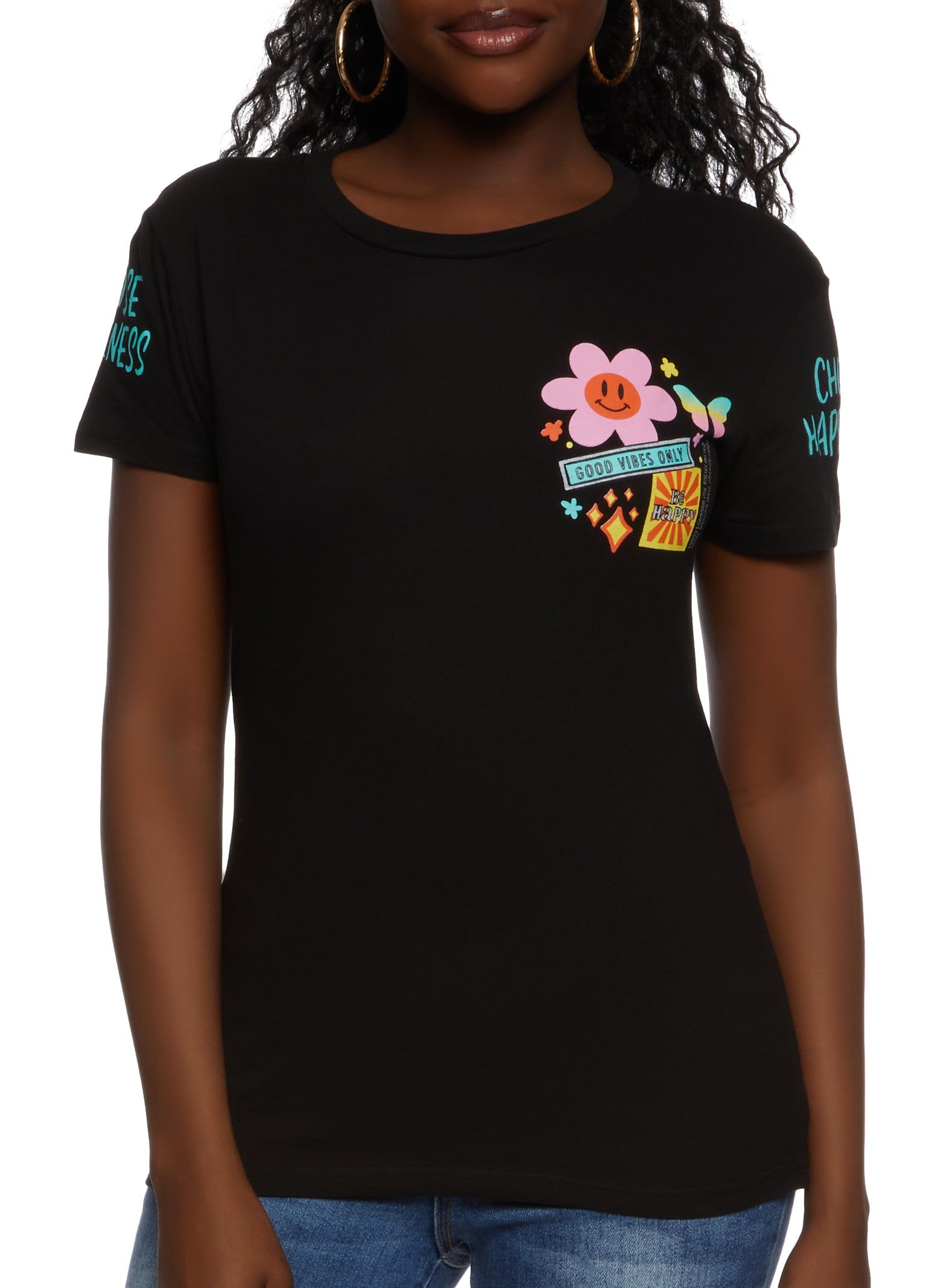 Good Vibes Only Graphic Crew Neck Tee sold by Rainbow