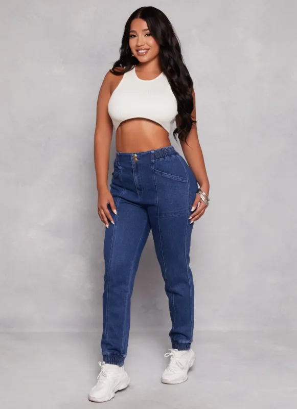 Haute Monde Elastic Waist Denim Joggers sold by Rainbow