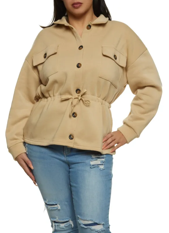 Plus Size Cinched Waist Button Front Jacket sold by Rainbow