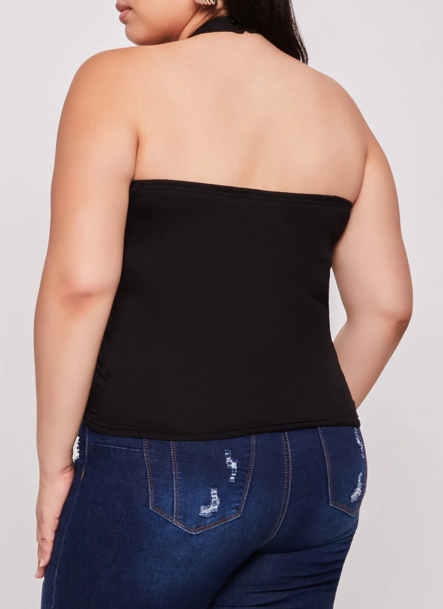 Plus Size Ruched Drawstring Halter Top sold by Rainbow product image thumbnail 3