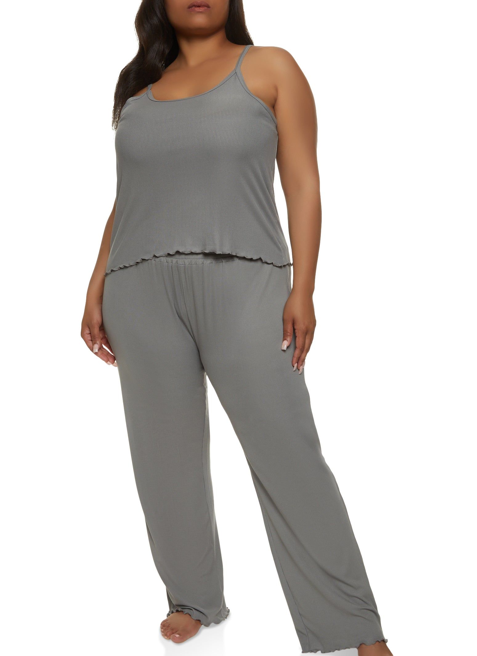 Plus Size Lettuce Edge Pajama Cami and Pants sold by Rainbow