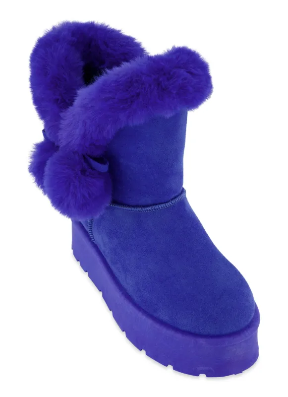 Faux Fur Lined Pom Pom Boots sold by Rainbow