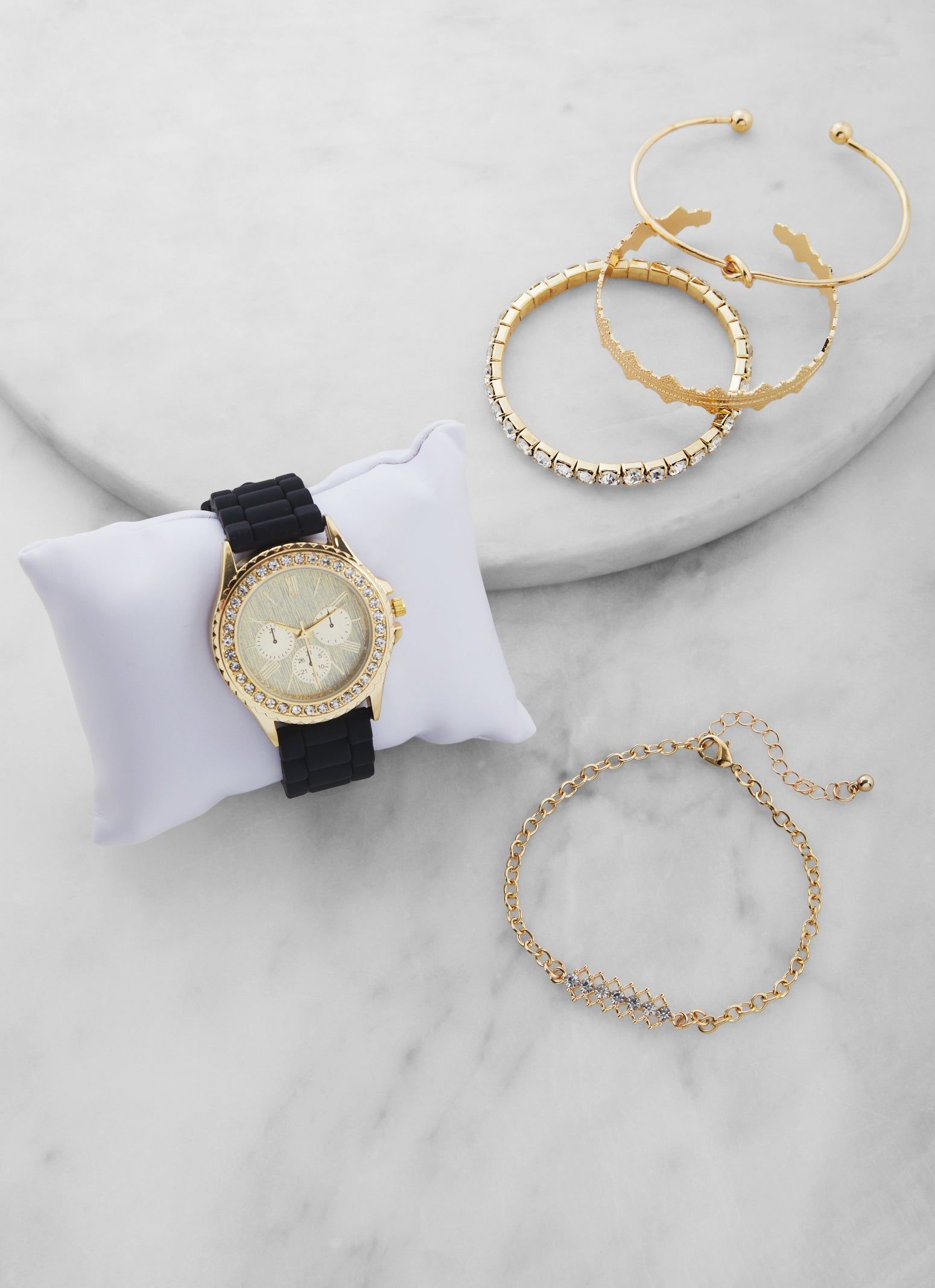 Rhinestone Analog Watch with Bracelets Set sold by Rainbow product image thumbnail 2