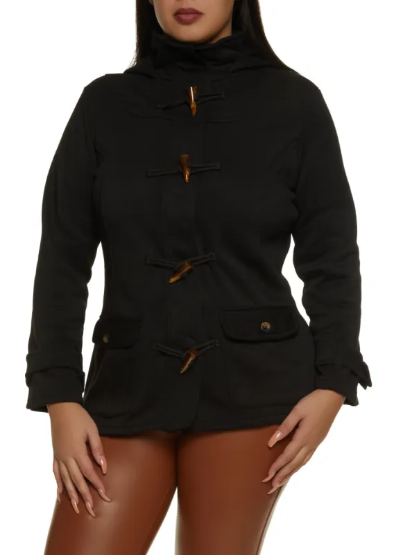 Plus Size Horn Button Anorak Jacket made by Rainbow