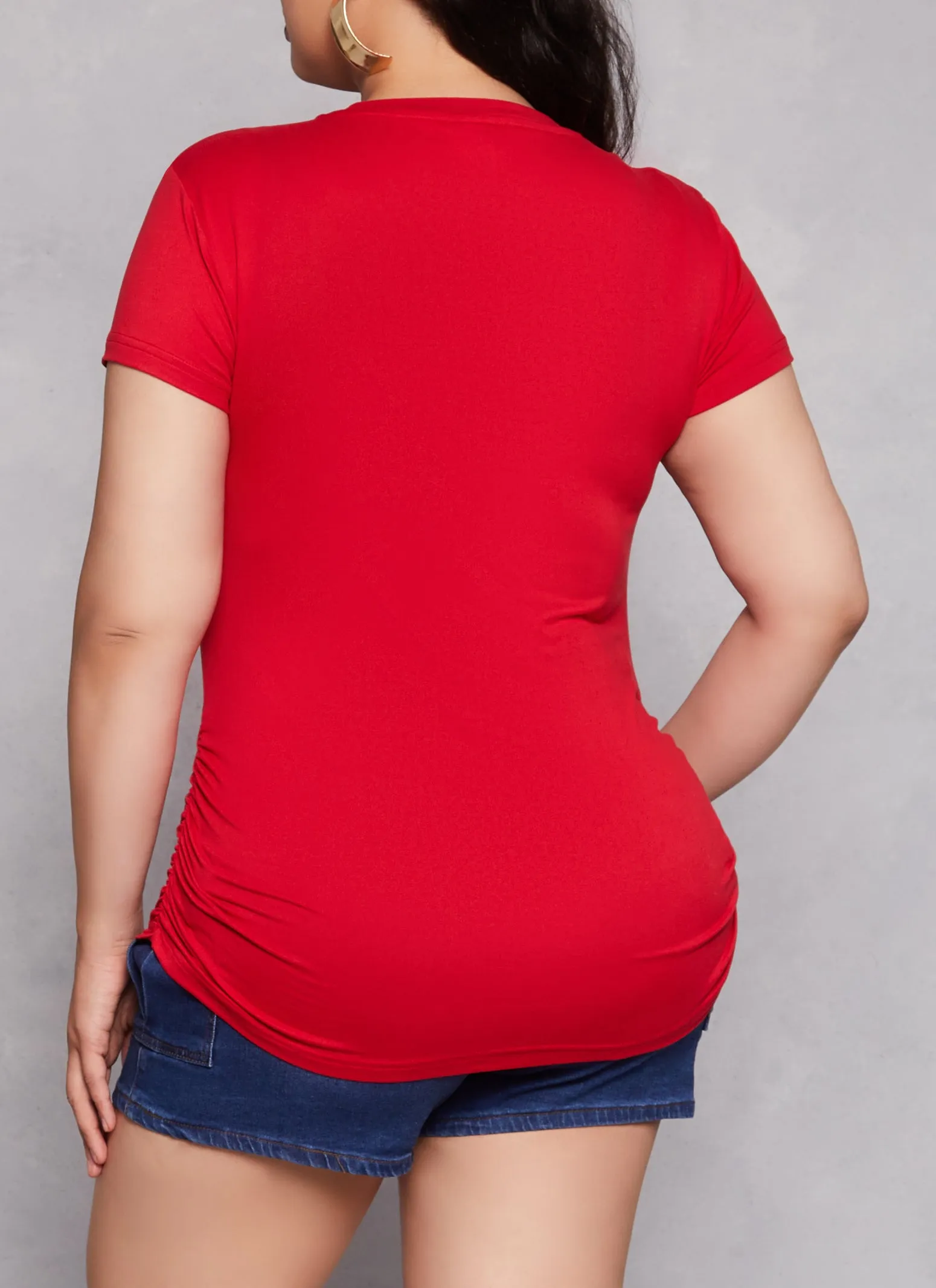 Plus Size 3D Foil Blessed Ruched Graphic Tee sold by Rainbow product image thumbnail 3