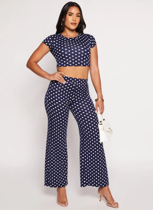 Polka Dot High Waist Flare Pants made by Rainbow