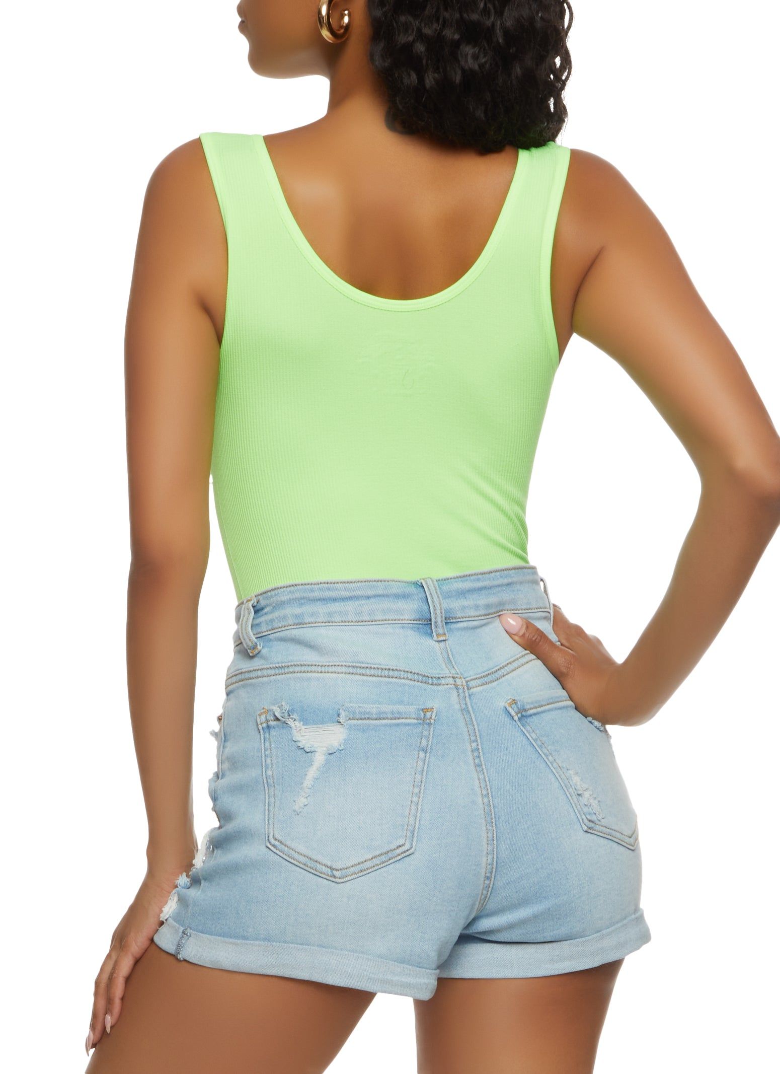 Ribbed Knit Seamless Notch Neck Bodysuit sold by Rainbow product image thumbnail 3