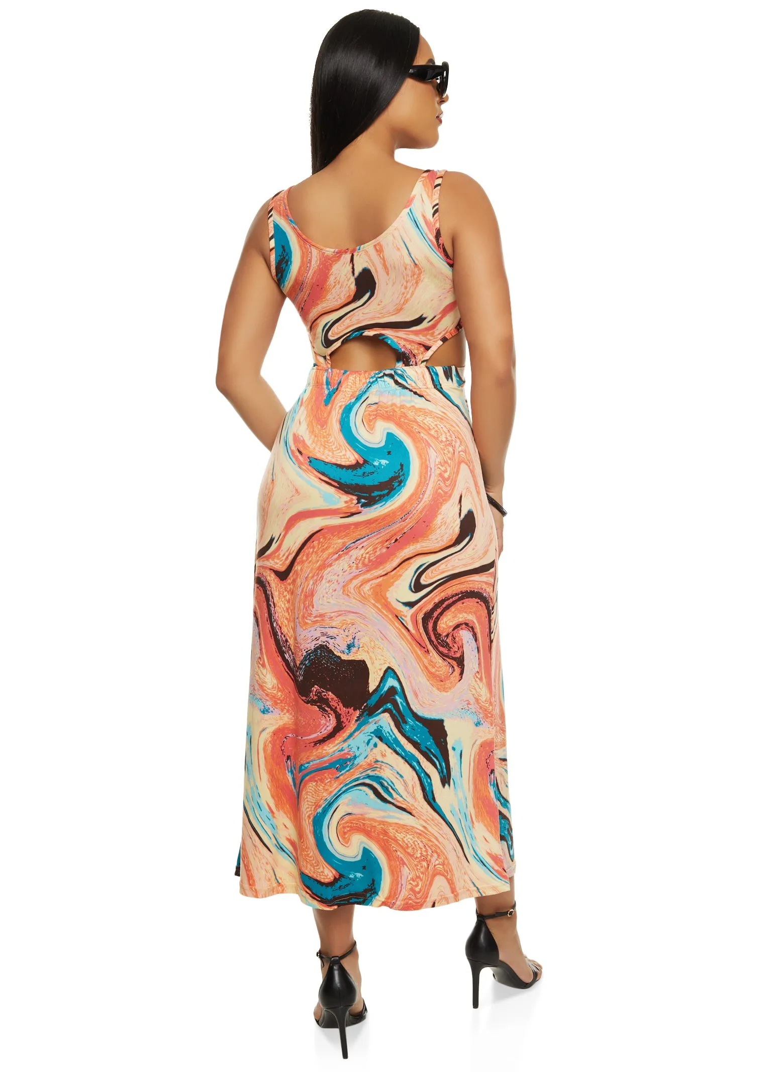 Swirl Print Cut Out Tank Maxi Dress sold by Rainbow product image thumbnail 3