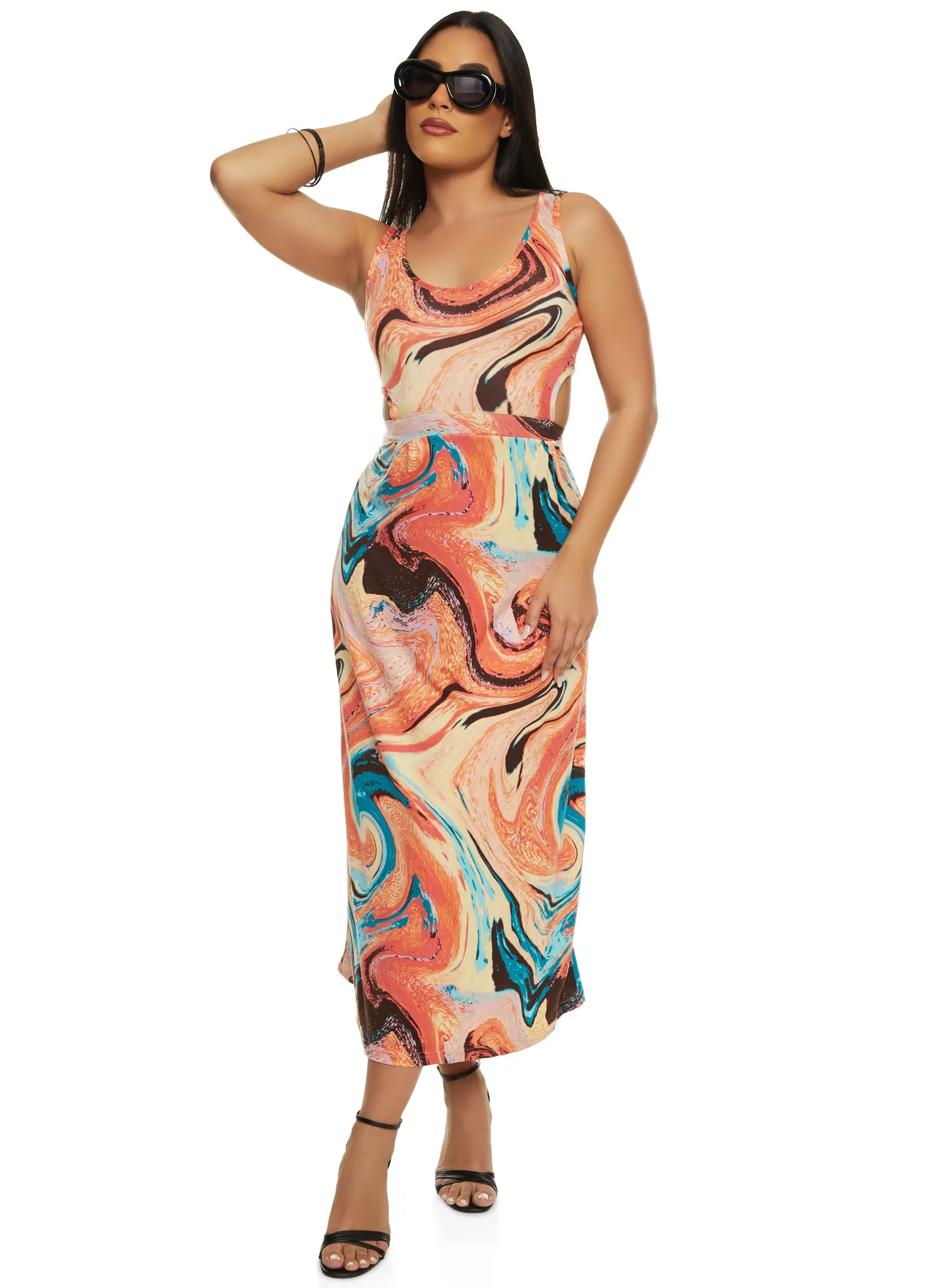 Swirl Print Cut Out Tank Maxi Dress sold by Rainbow product image thumbnail 2