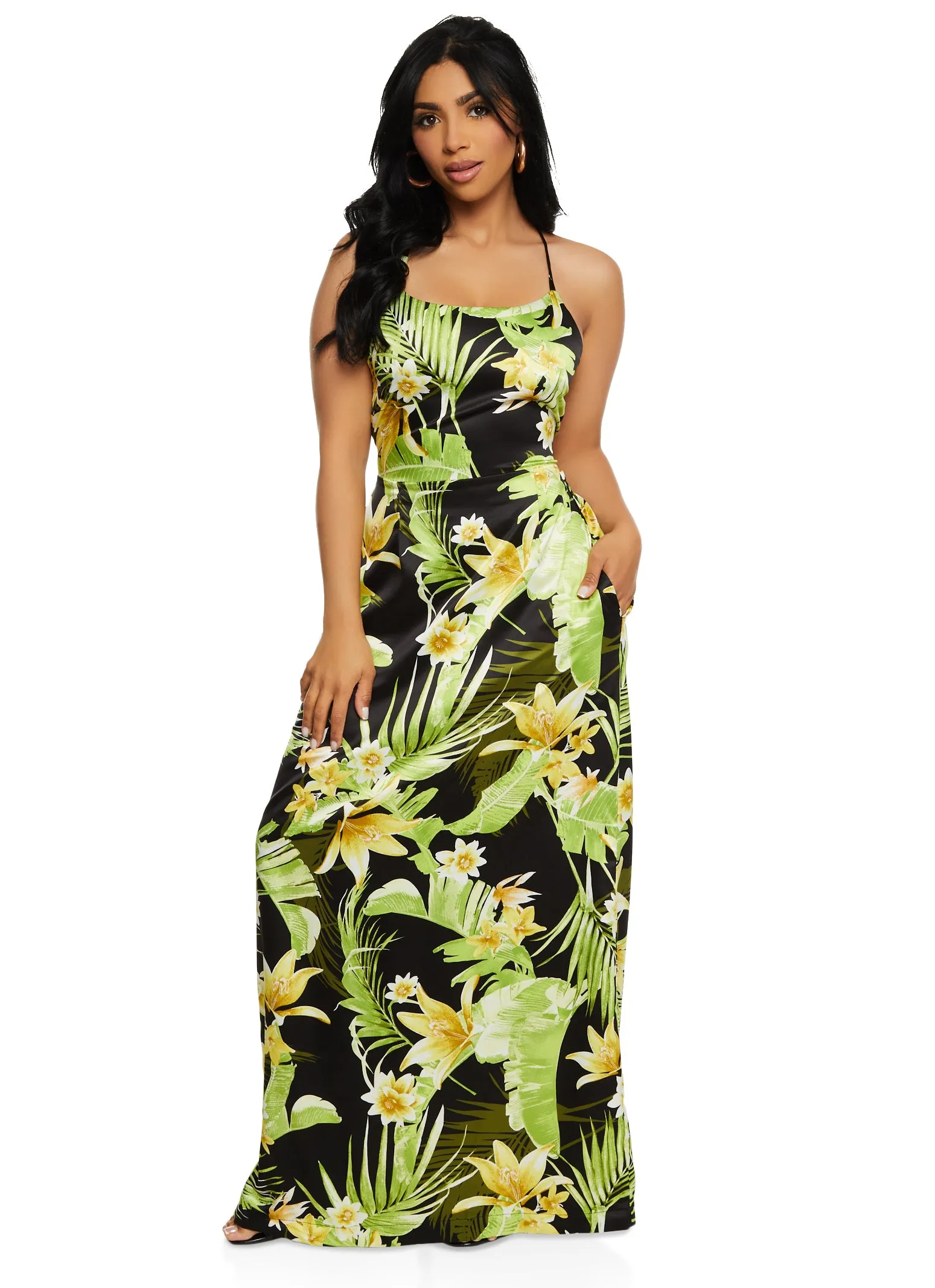 Haute Monde Tropical Print Cami Maxi Dress sold by Rainbow