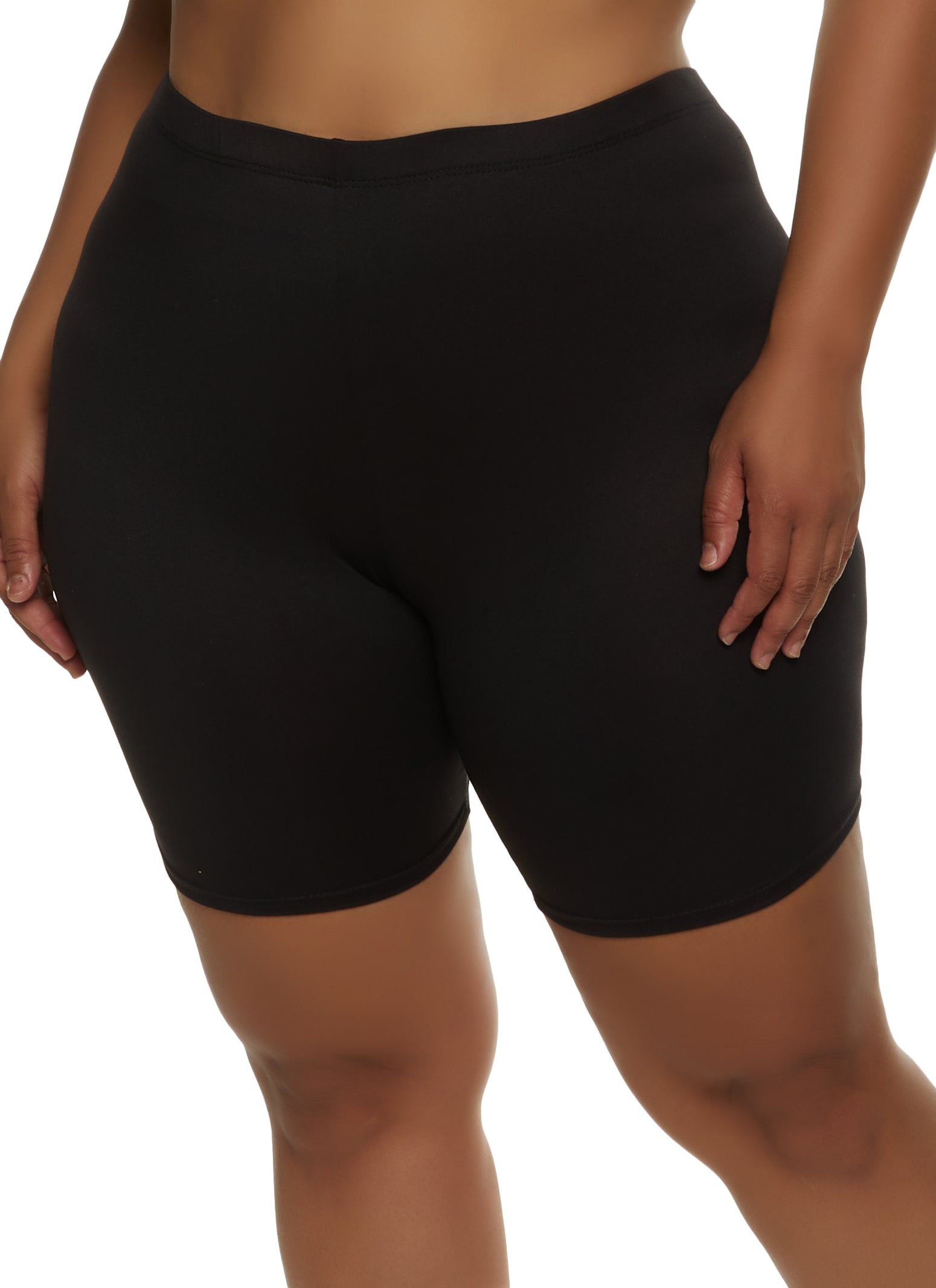 Plus Size Solid High Waisted Bike Shorts sold by Rainbow