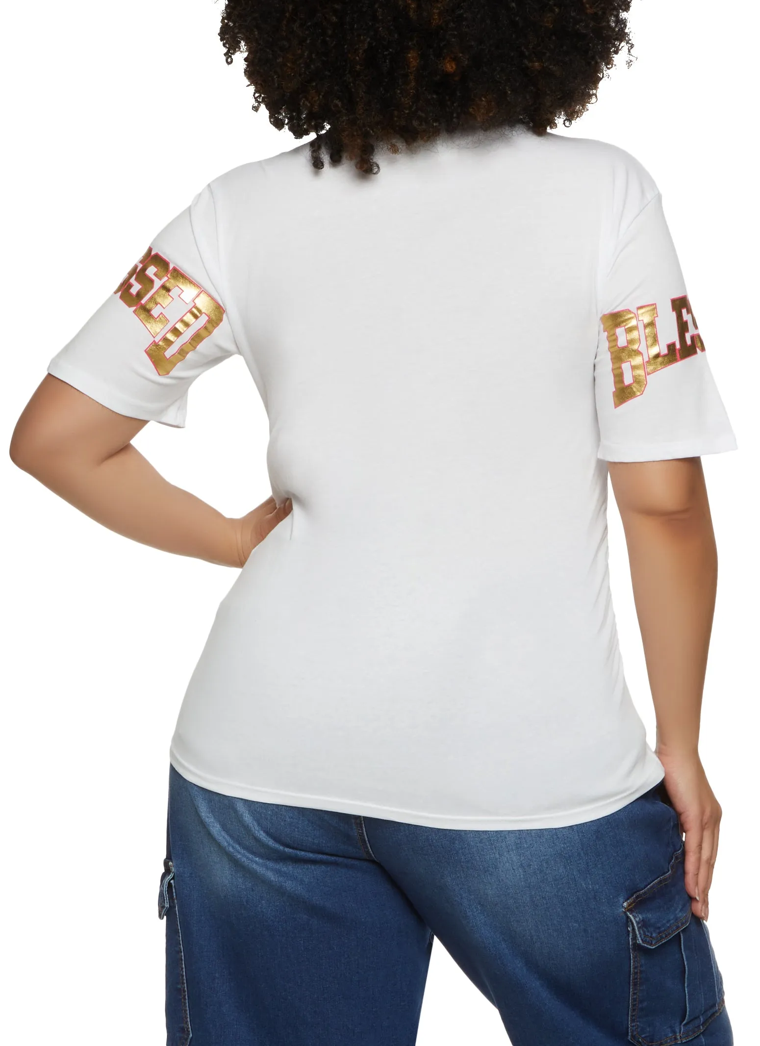 Plus Size Laser Cut Blessed Foil Graphic Tee sold by Rainbow product image thumbnail 2