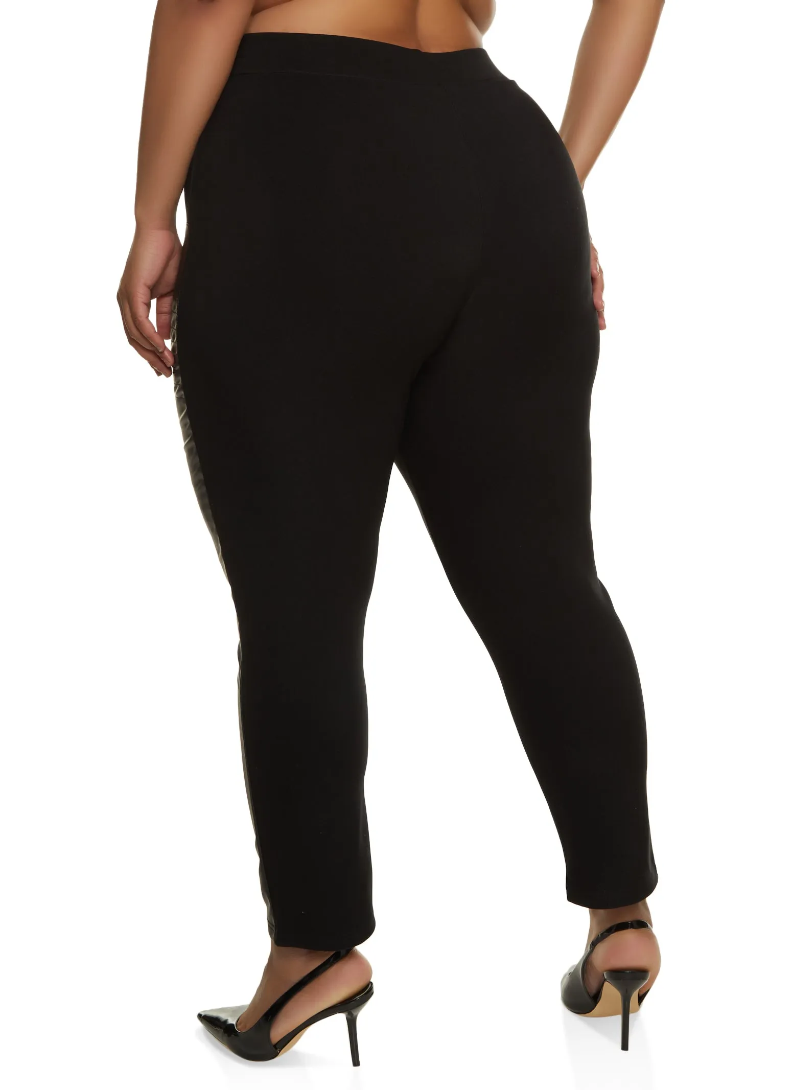 Plus Size Faux Leather Detail Moto Scuba Pants sold by Rainbow product image thumbnail 2