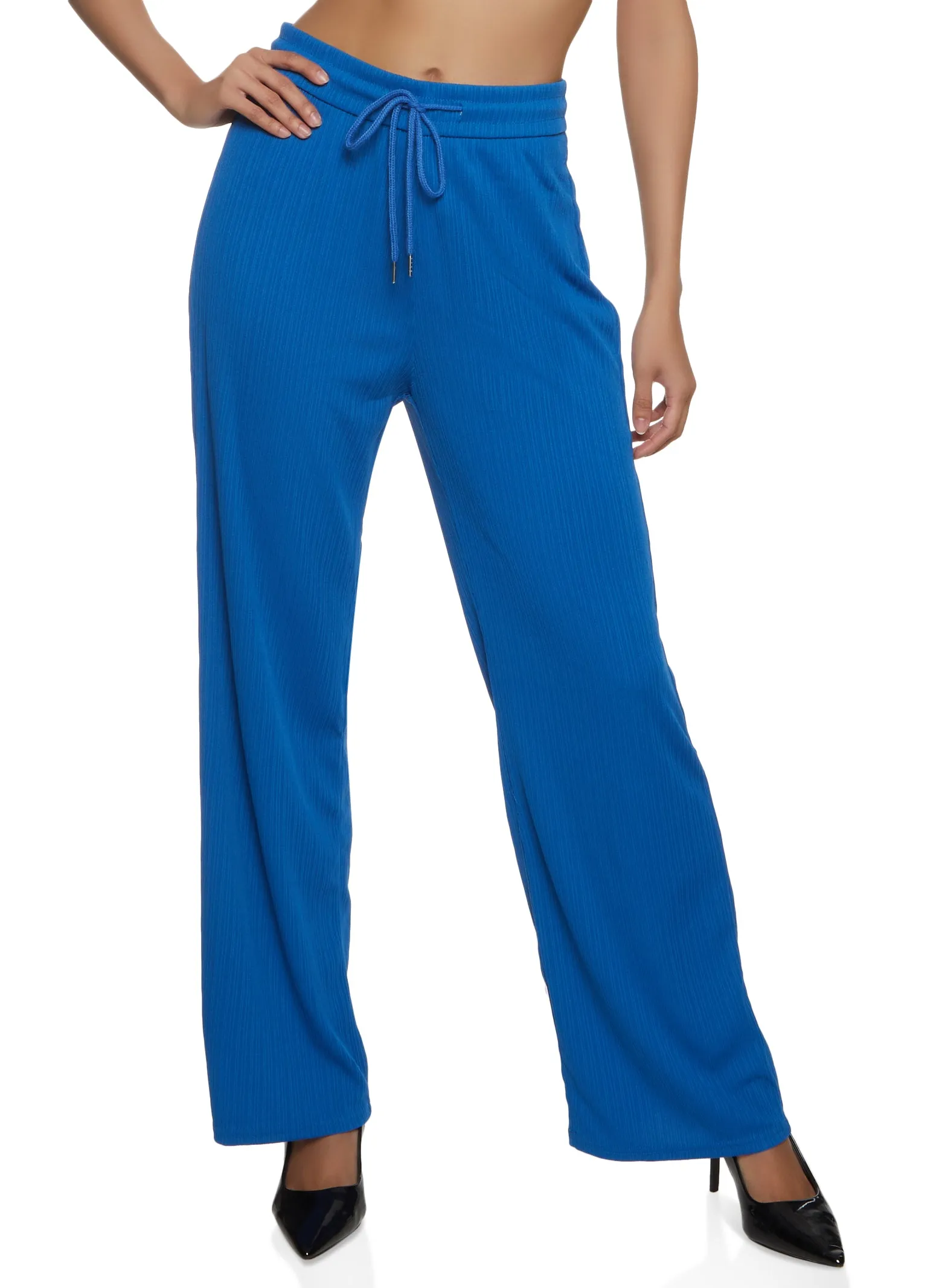 Ribbed Knit Wide Leg Pants sold by Rainbow