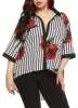 Plus Size Striped Floral Print Button Front Shirt sold by Rainbow