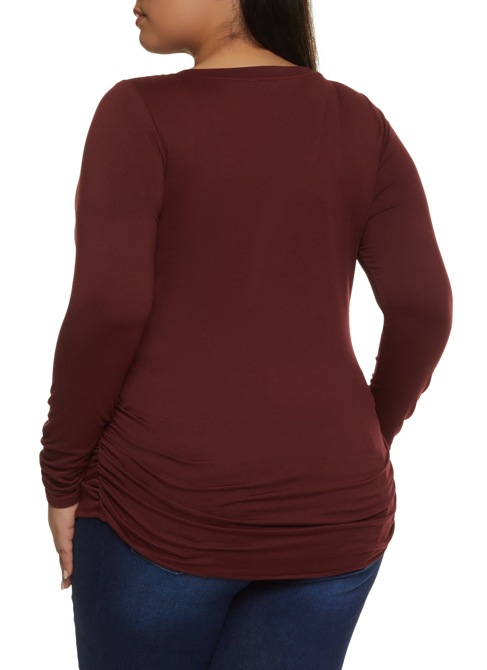 Plus Size Basic Ruched Crew Neck Top sold by Rainbow product image thumbnail 2