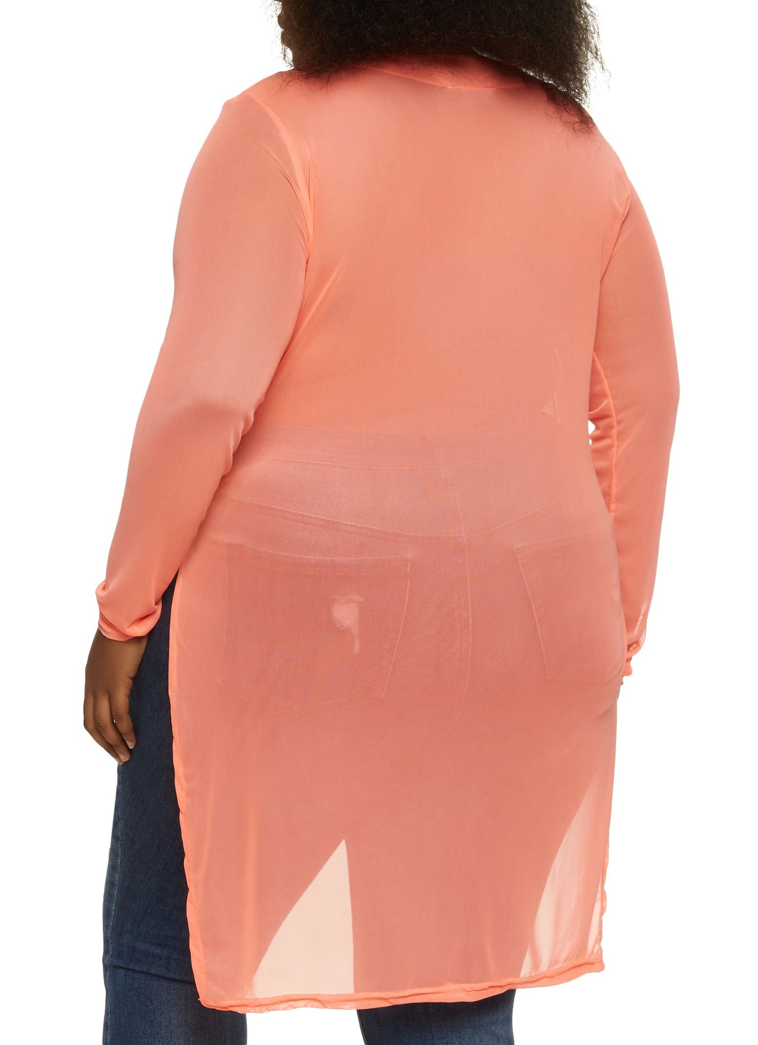 Plus Size Mesh Tie Front V Neck Shirt sold by Rainbow product image thumbnail 2