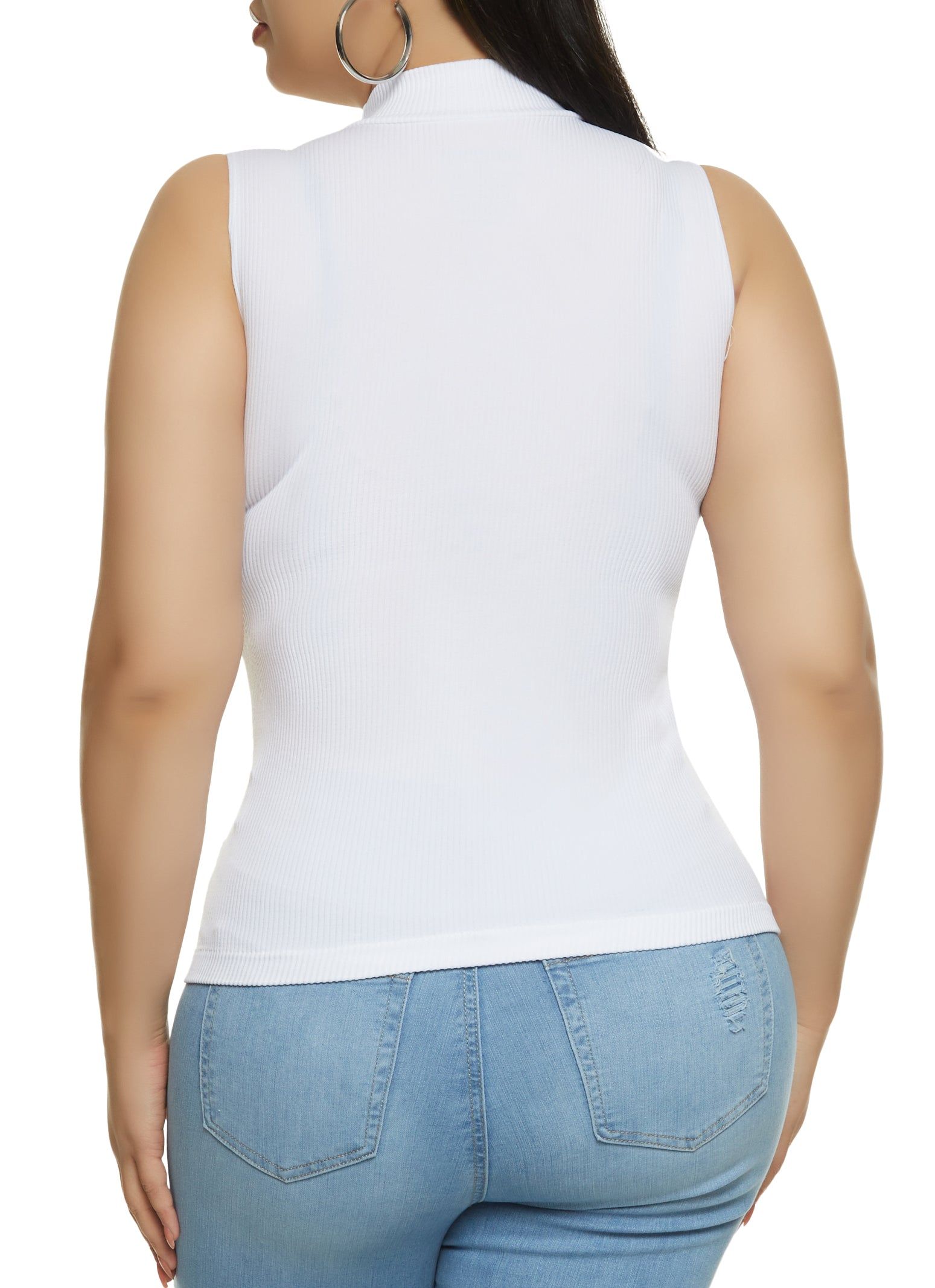 Plus Size Rib Knit Seamless Mock Neck Tank Top sold by Rainbow product image thumbnail 2