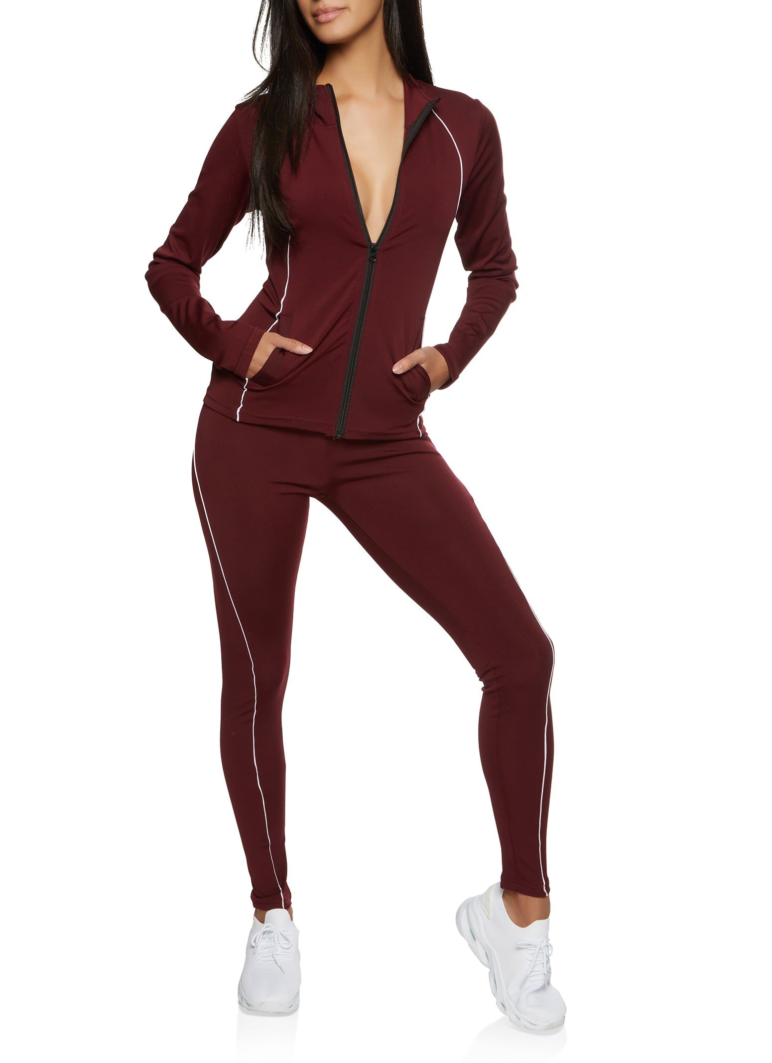 Contrast Piping Detail Zip Front Track Jacket sold by Rainbow