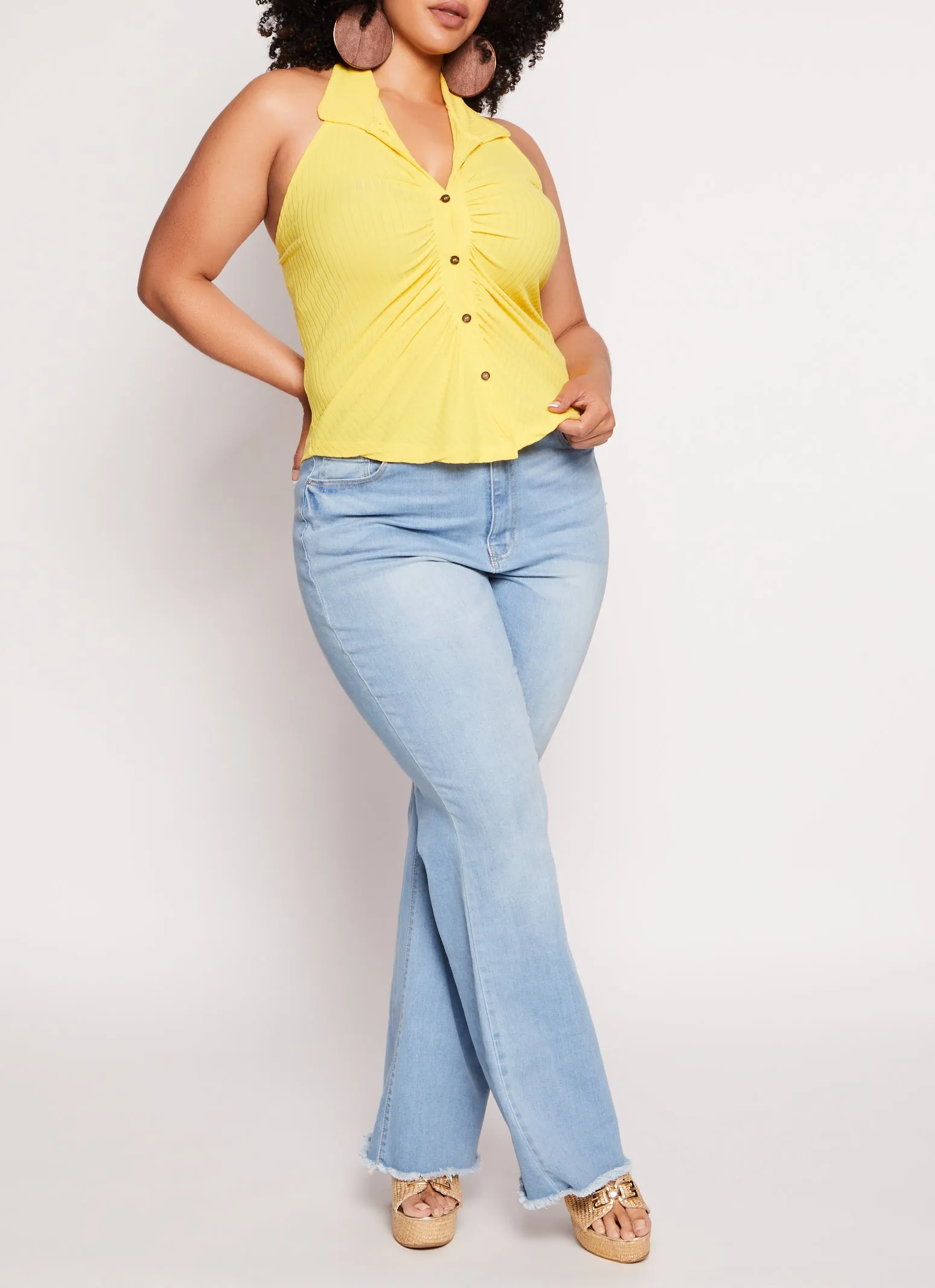 Plus Size Button Down Halter Top sold by Rainbow product image thumbnail 2