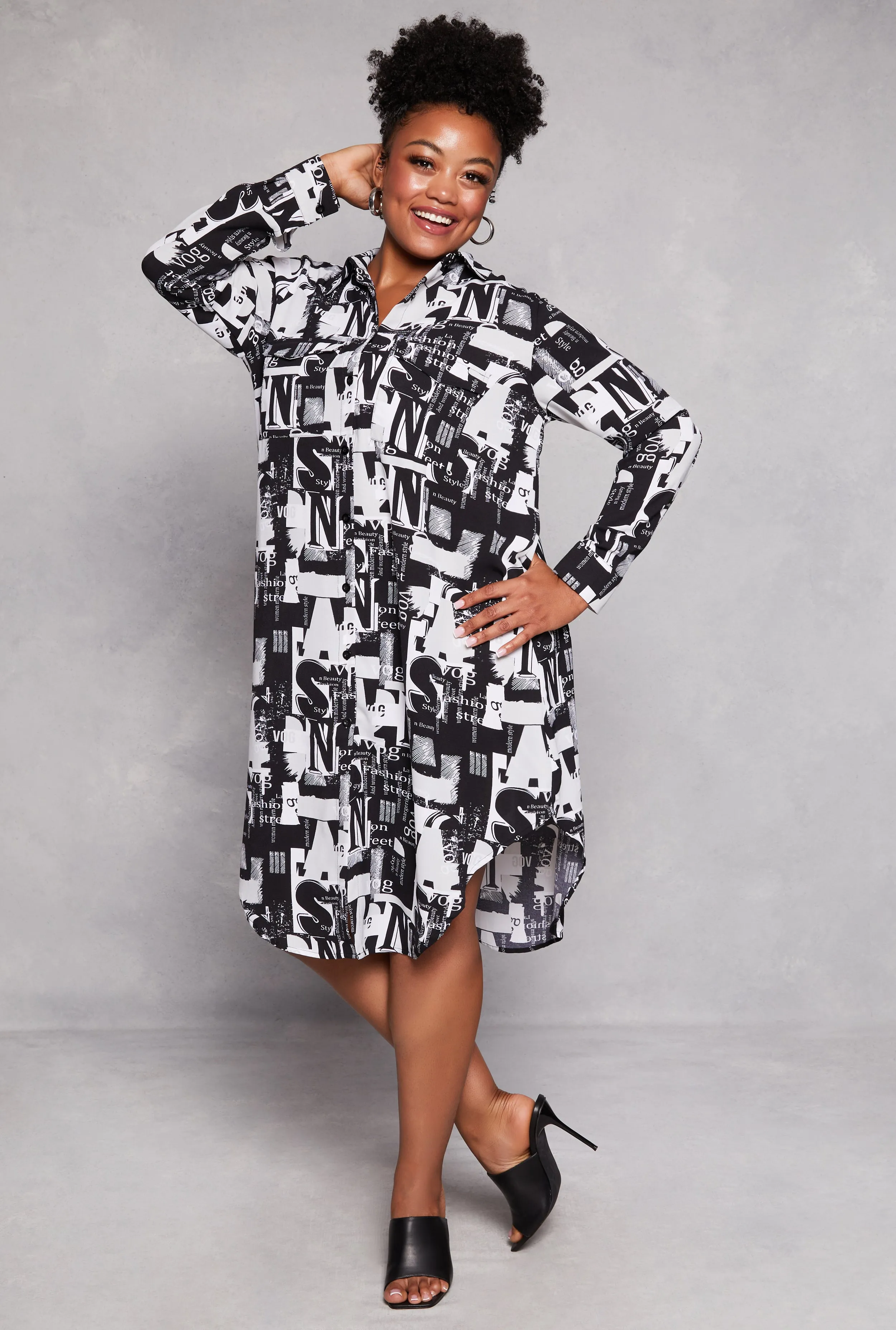 Plus Size Abstract Printed Button Front Shirt Dress sold by Rainbow product image thumbnail 2