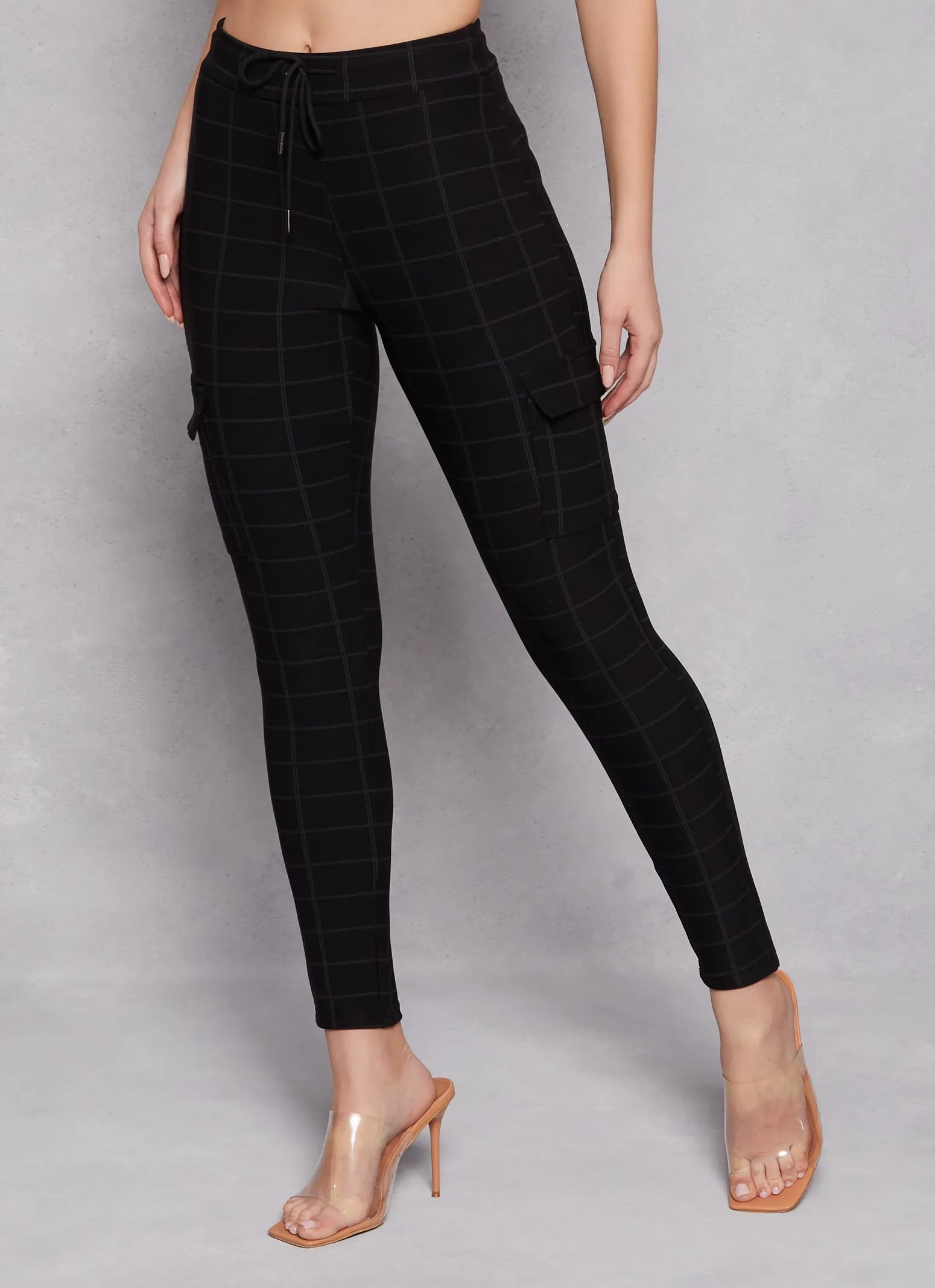 Plaid Drawstring Cargo Pocket Dress Pants sold by Rainbow product image thumbnail 2