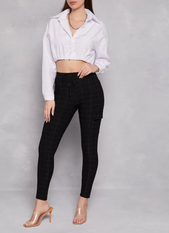 Plaid Drawstring Cargo Pocket Dress Pants sold by Rainbow