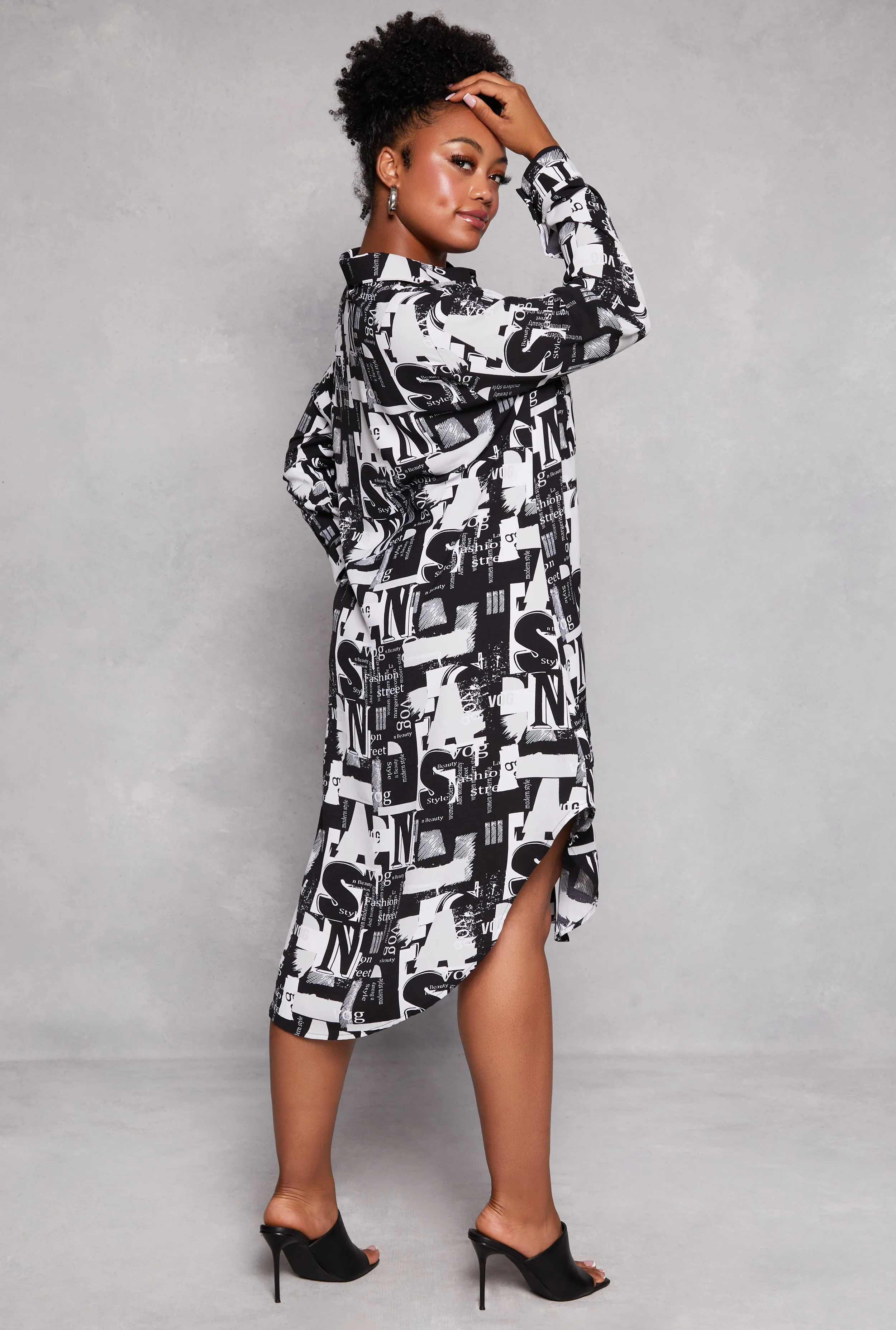 Plus Size Abstract Printed Button Front Shirt Dress sold by Rainbow product image thumbnail 3