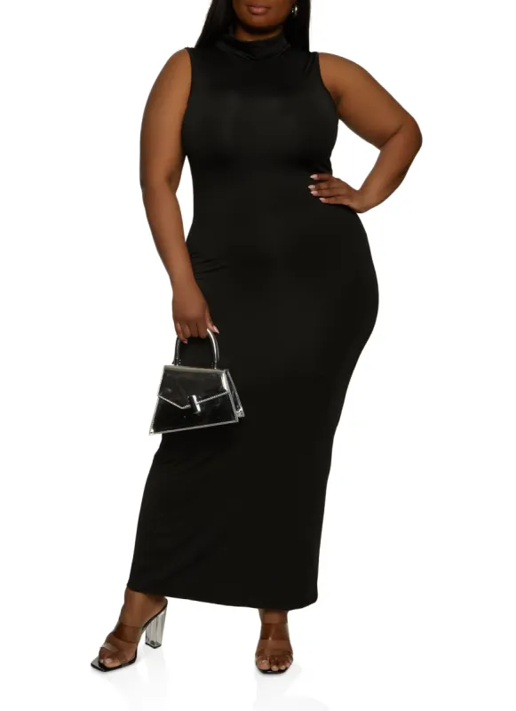 Plus Size Daisy Sleeveless Turtleneck Maxi Dress sold by Rainbow