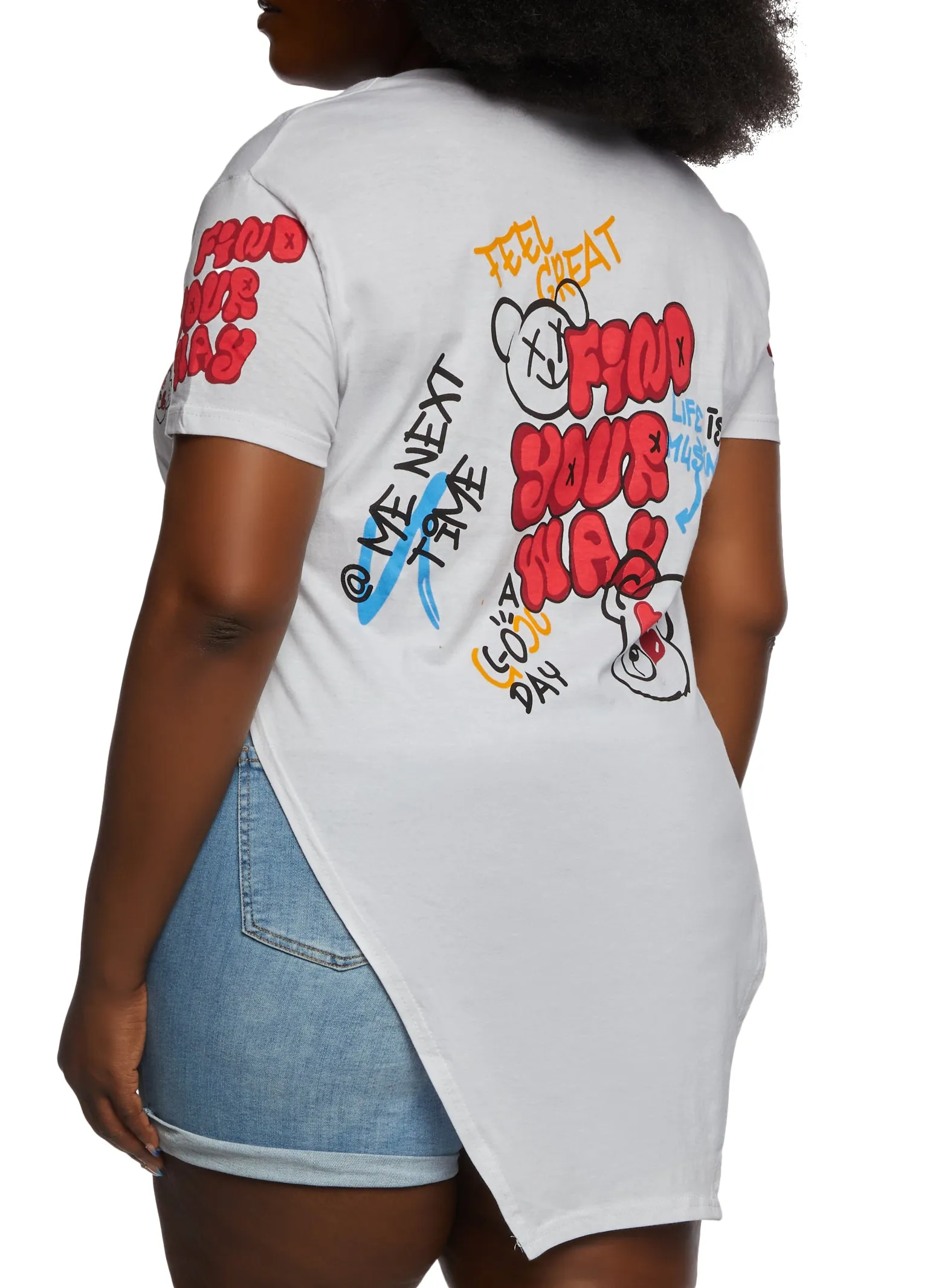 Plus Size Find Your Way Graffiti Print Tee sold by Rainbow product image thumbnail 3