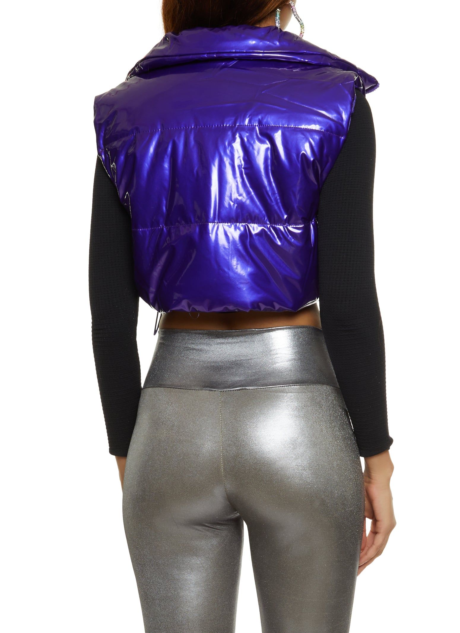 Cropped Faux Patent Leather Puffer Vest sold by Rainbow product image thumbnail 2