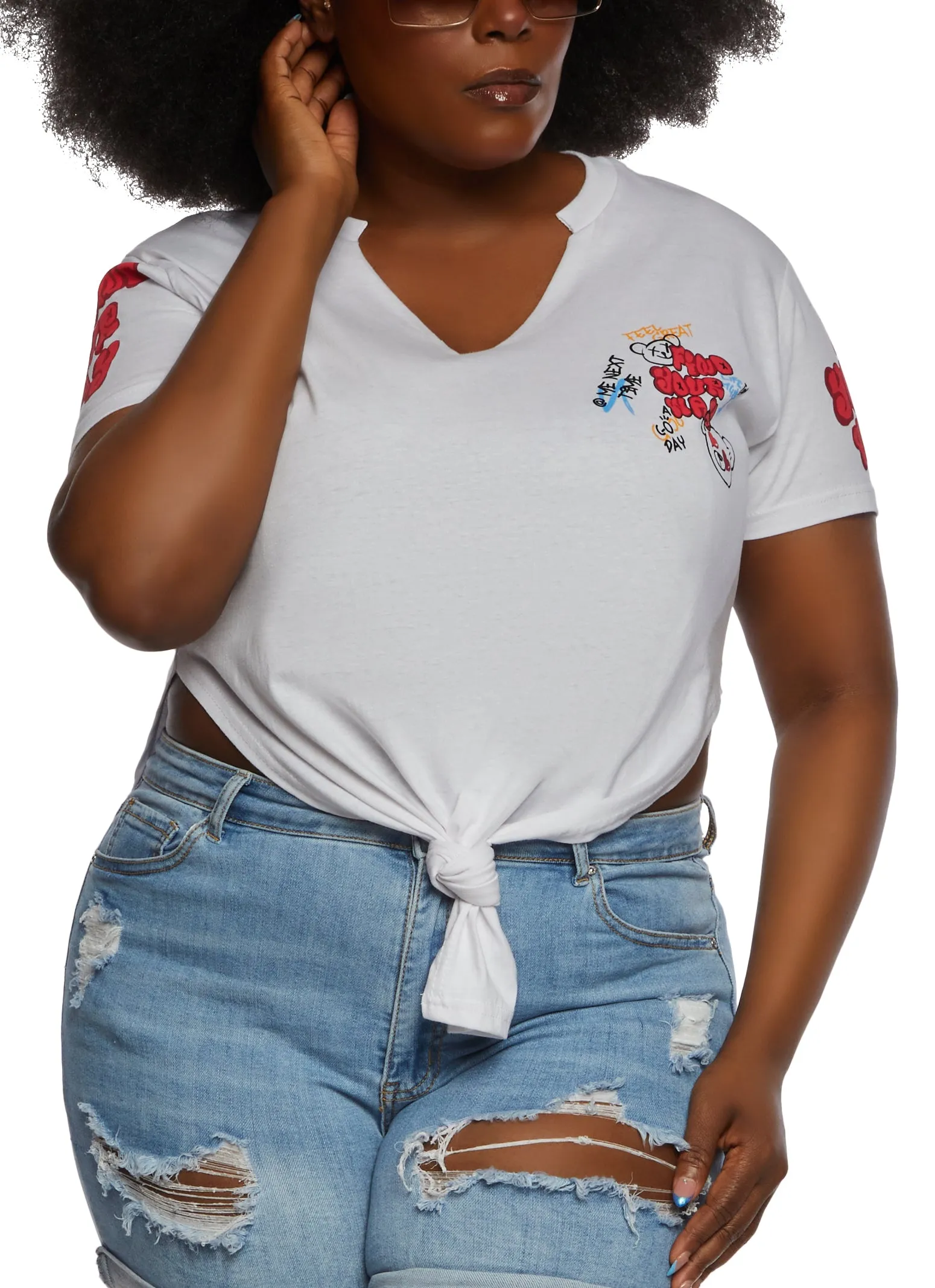 Plus Size Find Your Way Graffiti Print Tee sold by Rainbow