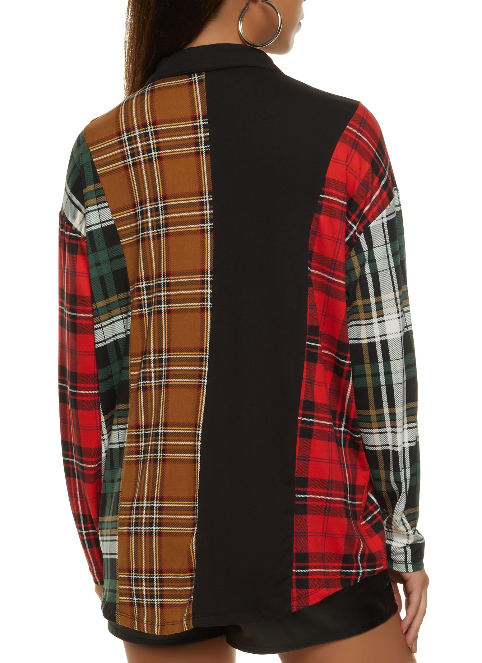 Plaid Color Blocked Button Down Shirt sold by Rainbow product image thumbnail 2