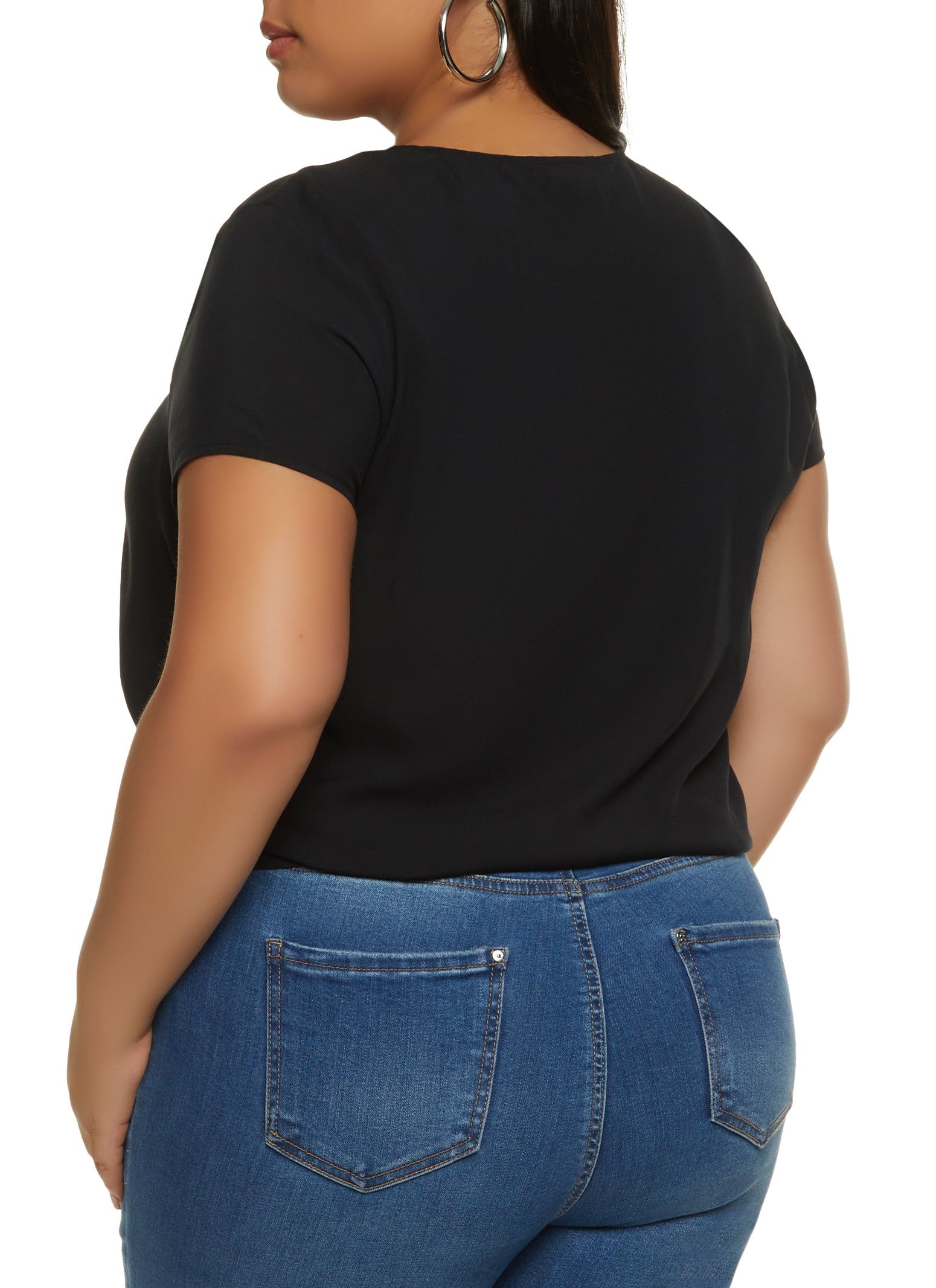 Plus Size Short Sleeve Side Tie Wrap Top sold by Rainbow product image thumbnail 2