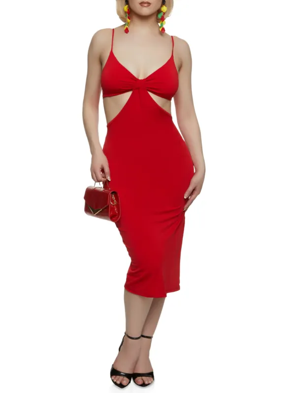 Split Hem Cut Out Midi Dress sold by Rainbow