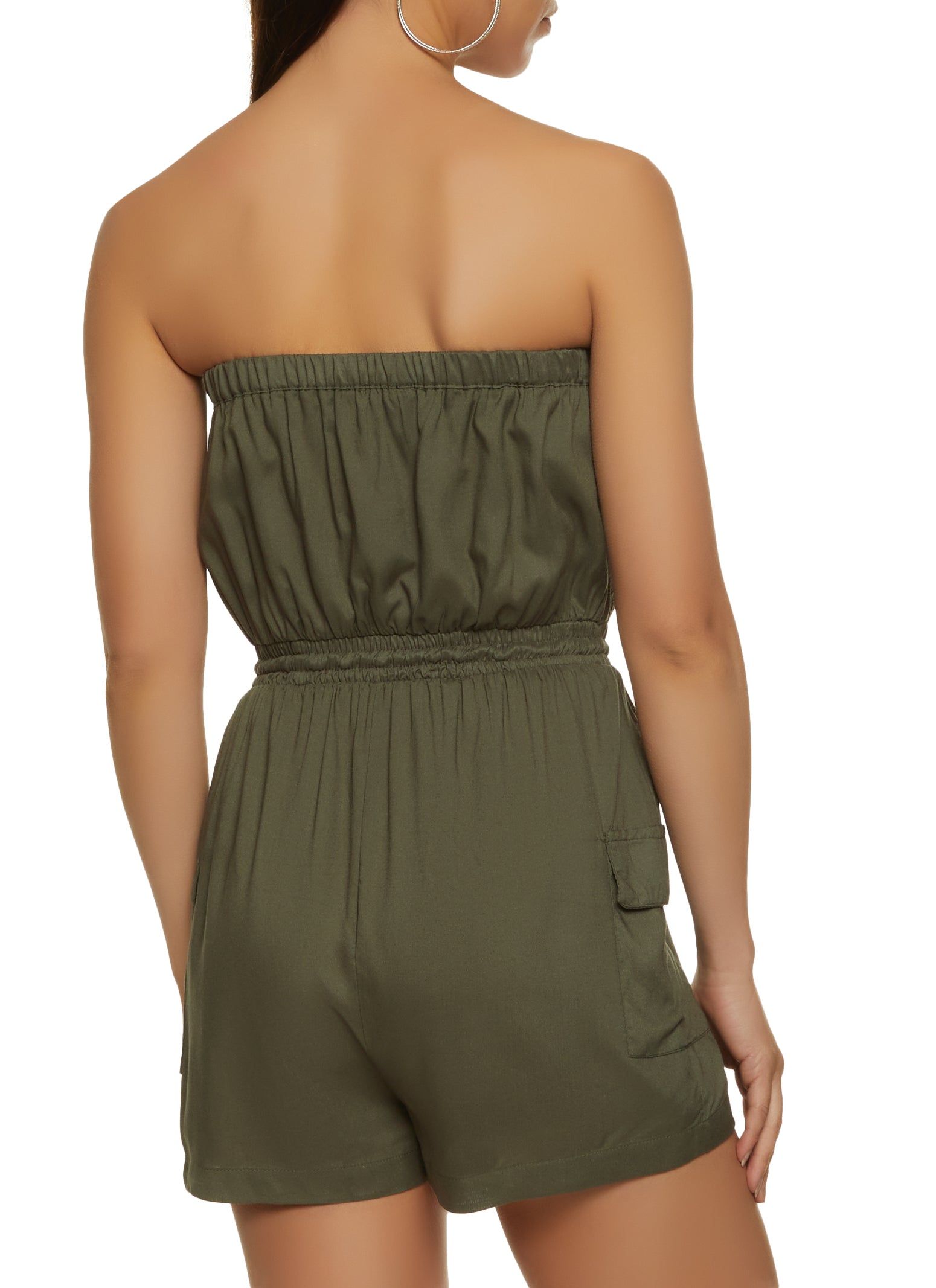 Solid Strapless Cargo Pocket Romper sold by Rainbow product image thumbnail 2