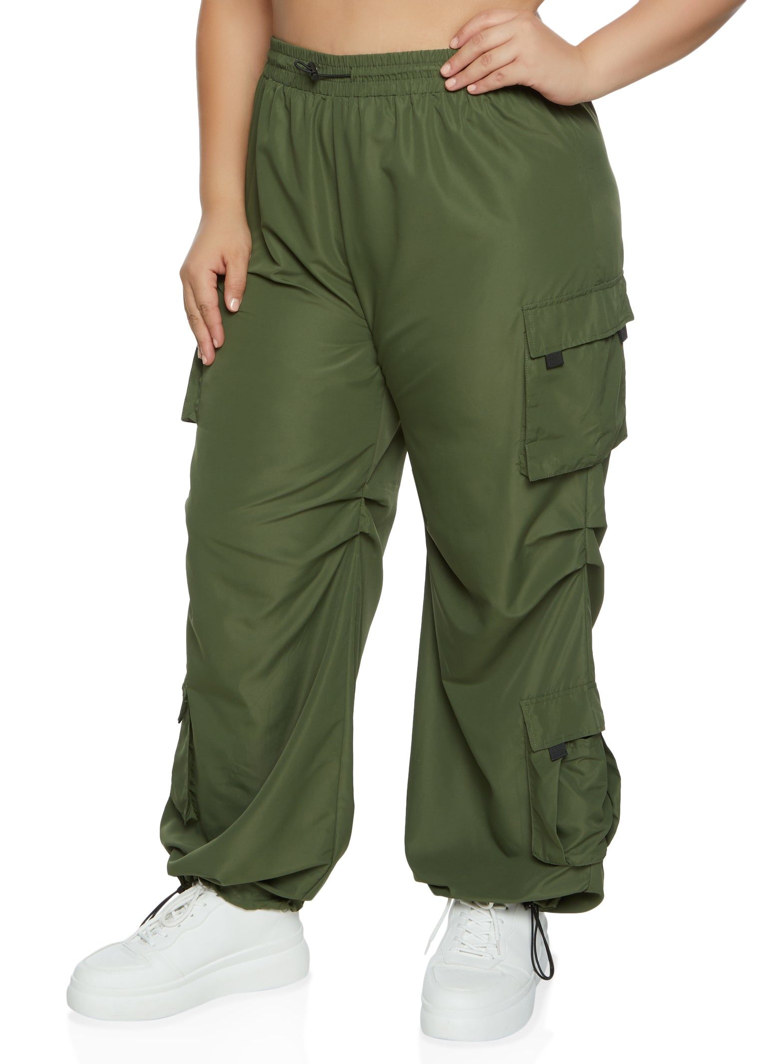 Plus Size Toggle Drawstring Parachute Pants sold by Rainbow