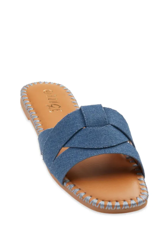 Woven Band Open Toe Slide Sandals sold by Rainbow