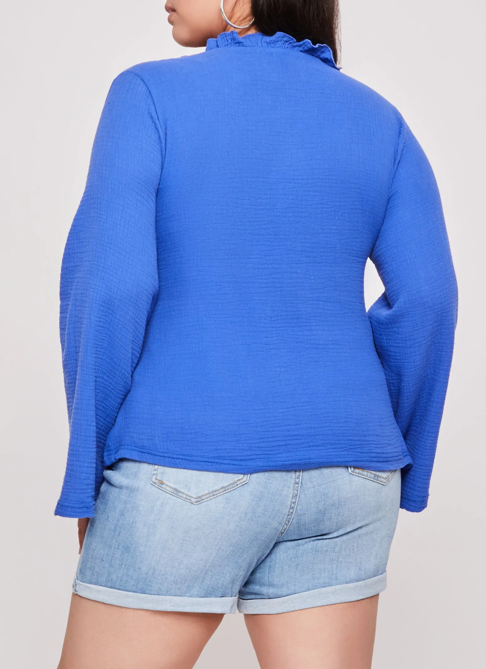 Plus Size Gauze Knit Tie Front Blouse sold by Rainbow product image thumbnail 3