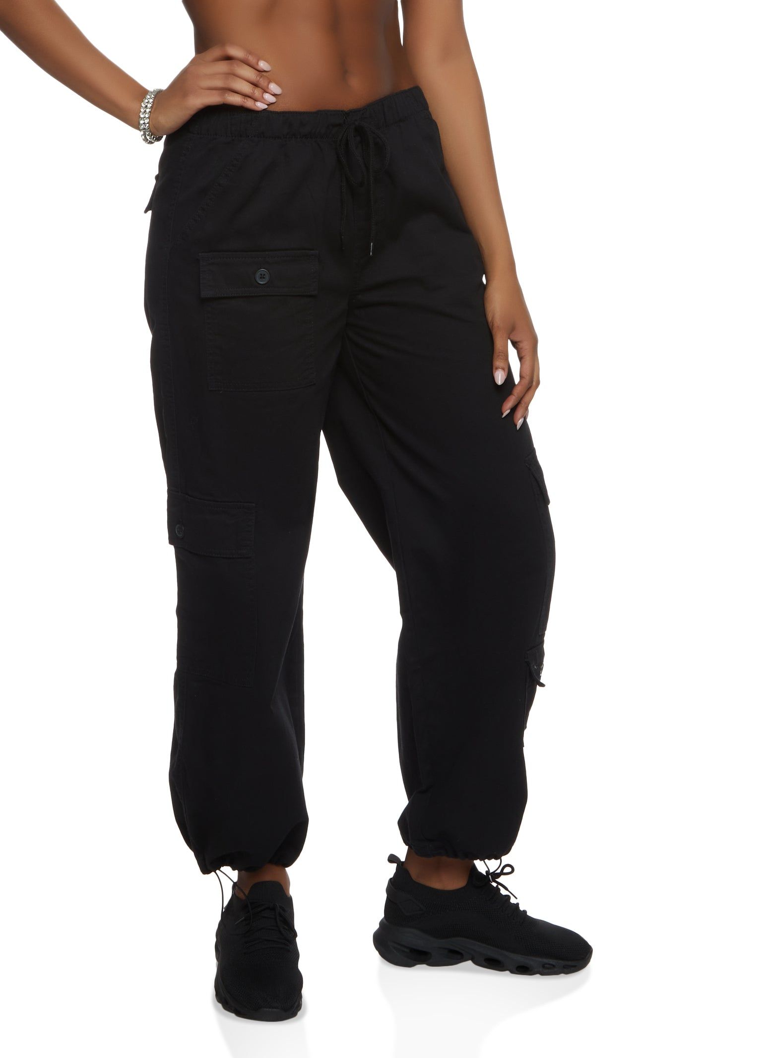 Twill Drawstring Cargo Pants sold by Rainbow