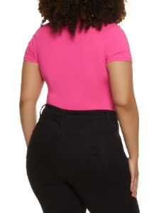 Plus Size Zip Front Mock Neck Bodysuit sold by Rainbow