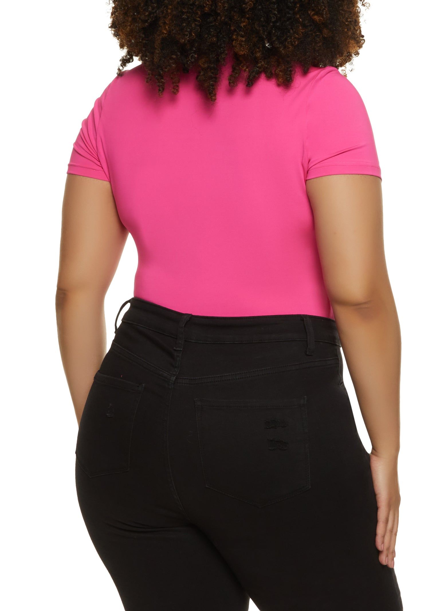 Plus Size Zip Front Mock Neck Bodysuit sold by Rainbow product image thumbnail 3