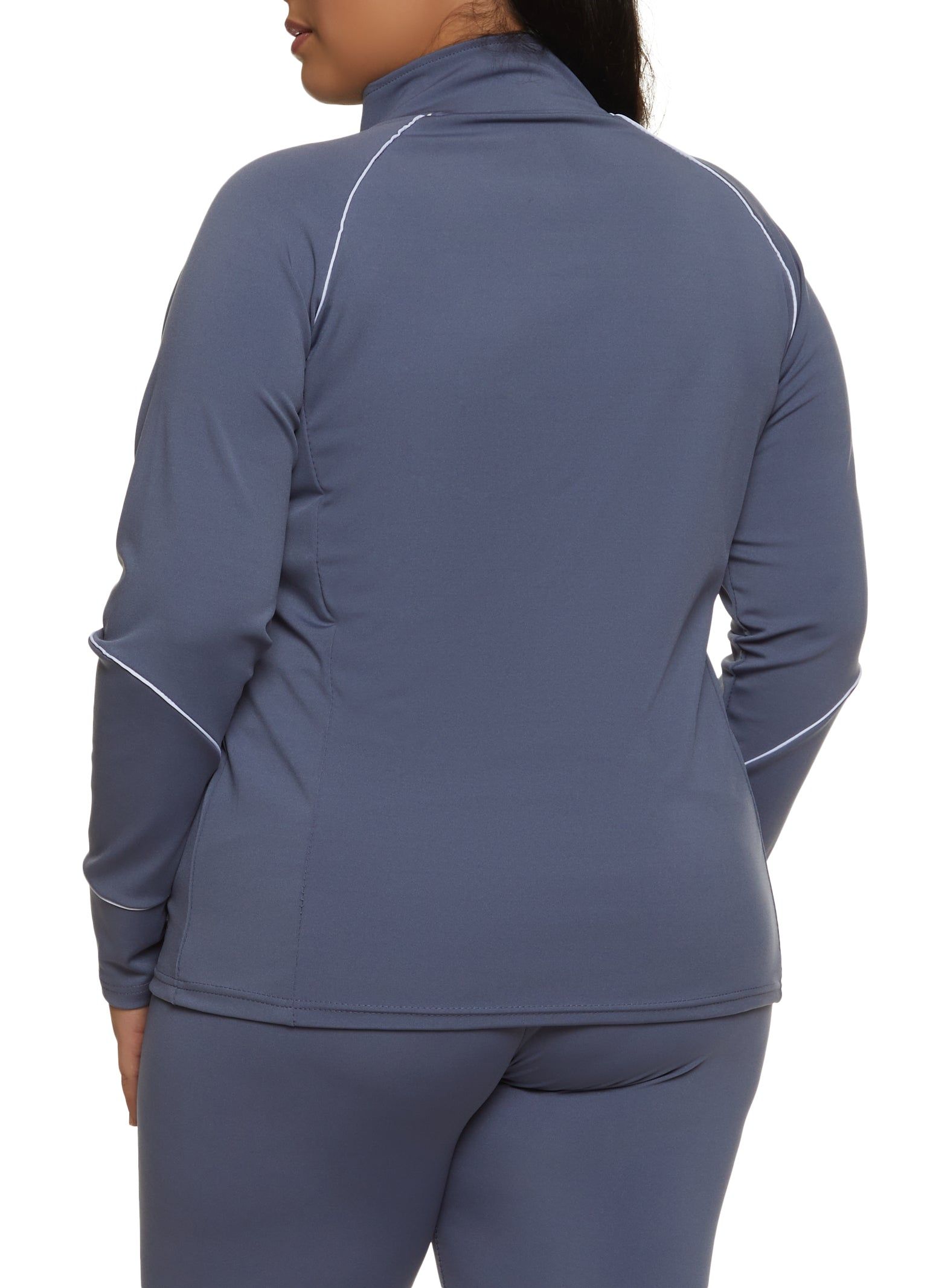 Plus Size Contrast Trim Mock Neck Track Jacket sold by Rainbow product image thumbnail 3
