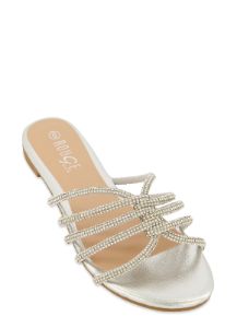 Rhinestone Criss Cross Strappy Slide Sandals sold by Rainbow
