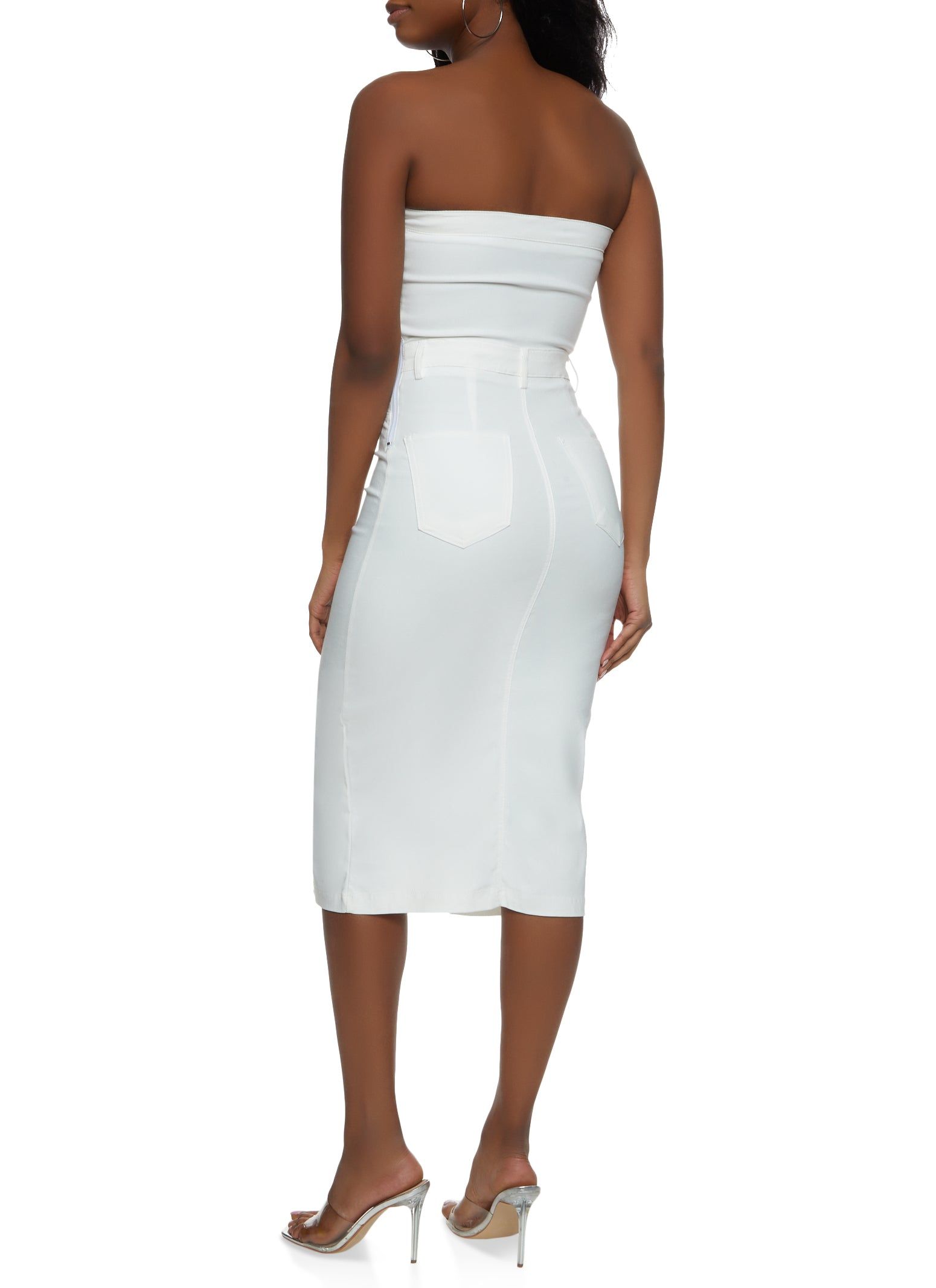 Strapless Front Slit Zip Back Midi Dress sold by Rainbow product image thumbnail 3
